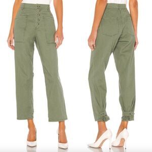 Pistola muted army colonel green Tammy high rise adjustable straight leg trouser